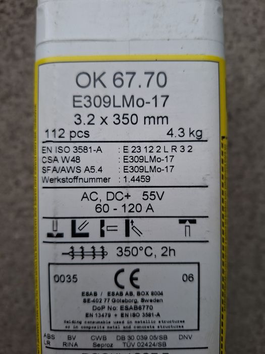 Elektroda OK 67.70 (309MoL) fi 3,2 x 350mm/112szt/4,3kg
