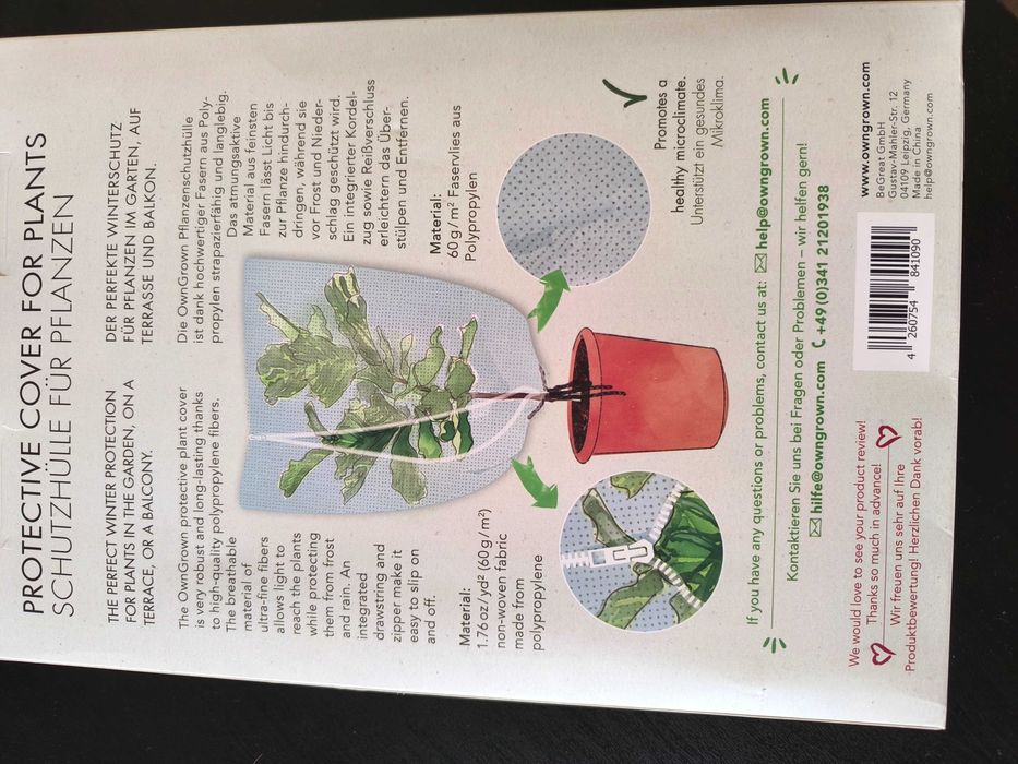 Capa protetora para plantas