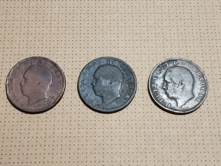 Lote de 3 moedas de XX Reis de 1883