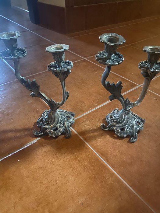 Candelabro antigo estanho