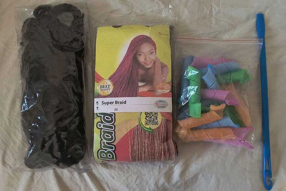 Искусственные волосы (2 шт.), бигуди для завивки