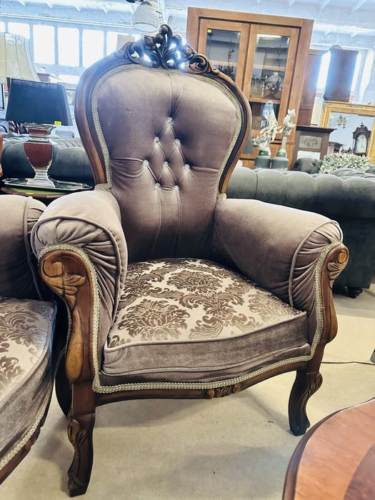 Duży komplet ludwkowski - sofa, 4 okazałe fotele i 2 krzesła :)