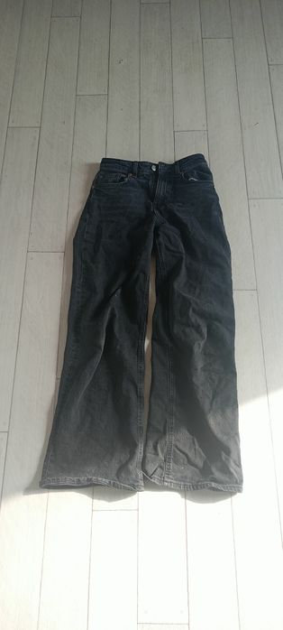 Czarne dżinsowe spodnie rozmiar 160 szerokie h&m