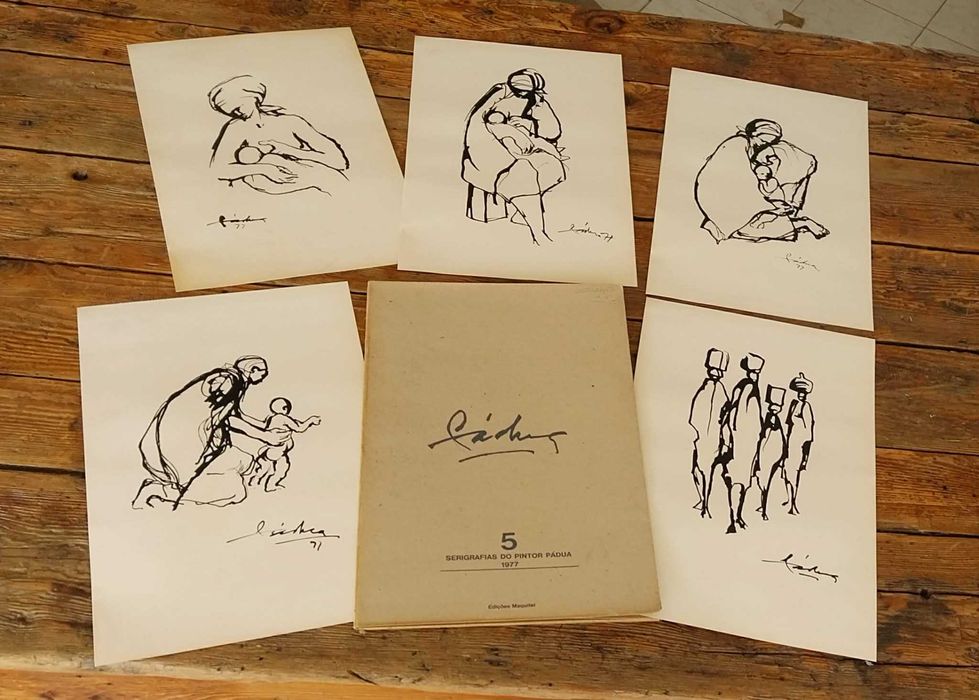 PÁDUA, José de. Coleção "Maternidade" VINTAGE de 5 Trabalhos Serigráficos