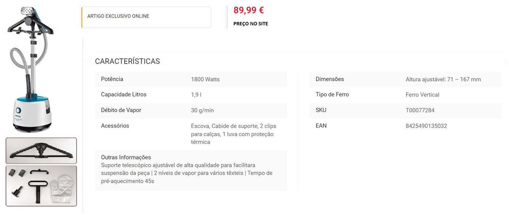 Ferro a Vapor Vertical - Marca: Sogo