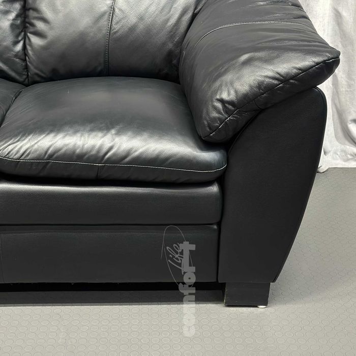 Чорний шкіряний пухкий диван-двійка/шкіряні дивани/меблі з Європи