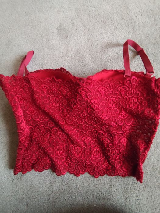Bordowy biustonosz z gorsetem 75C