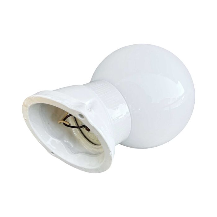 Kinkiet biały, industrialny Lindner, Niemcy, lata 60.