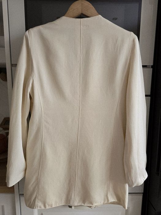 Marynarka jedwabna vintage r.36 premium elegancka przedłużana kremowa