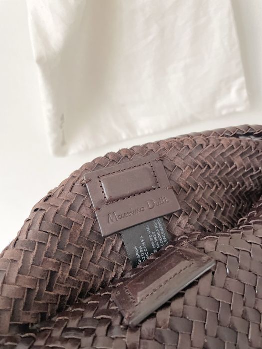 Massimo Dutti Brązowa torba z plecionej skóry