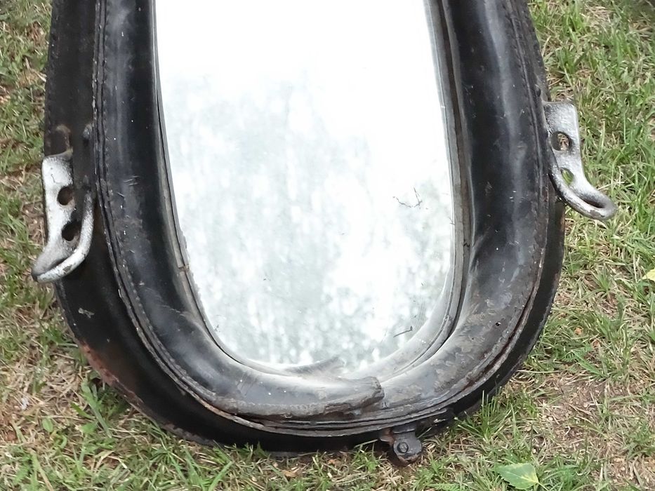 Stare lustro w chomątrze końskim 1956 rok retro rustyk 76x50 cm