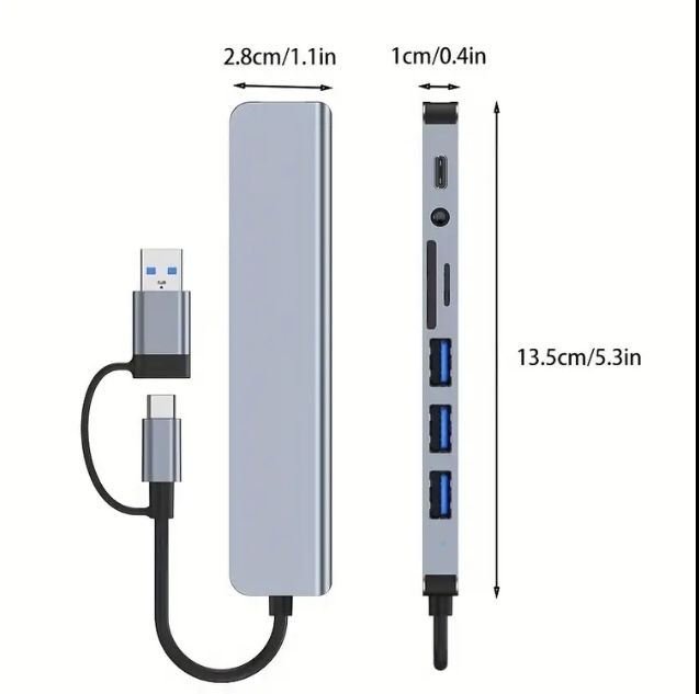 Перехідник USB Hub 8in2