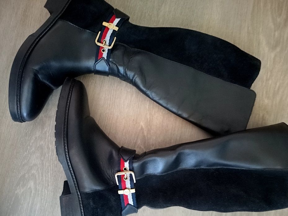 Kozaki Tommy Hilfiger 39 czarne skóra naturalna