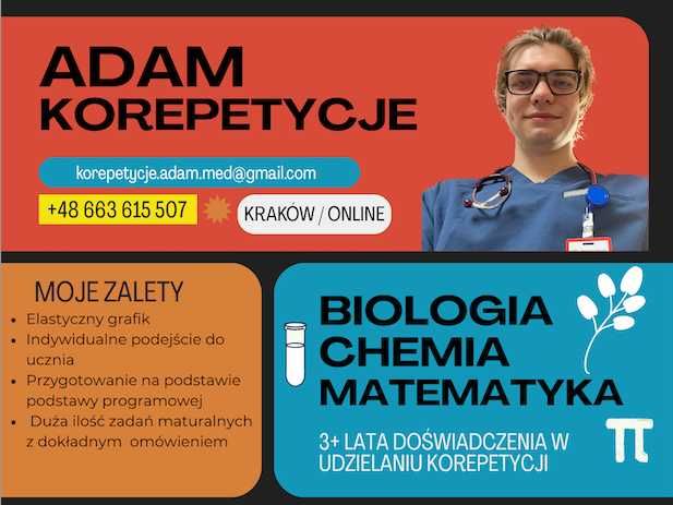 Korepetycje Biologia / Chemia / Matematyka