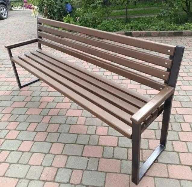 ЛАВКА 1,5 м з масиву сосни зі спинкою та підлокітниками, СКАМЕЙКА, ЛАВОЧКА, ЛАВА