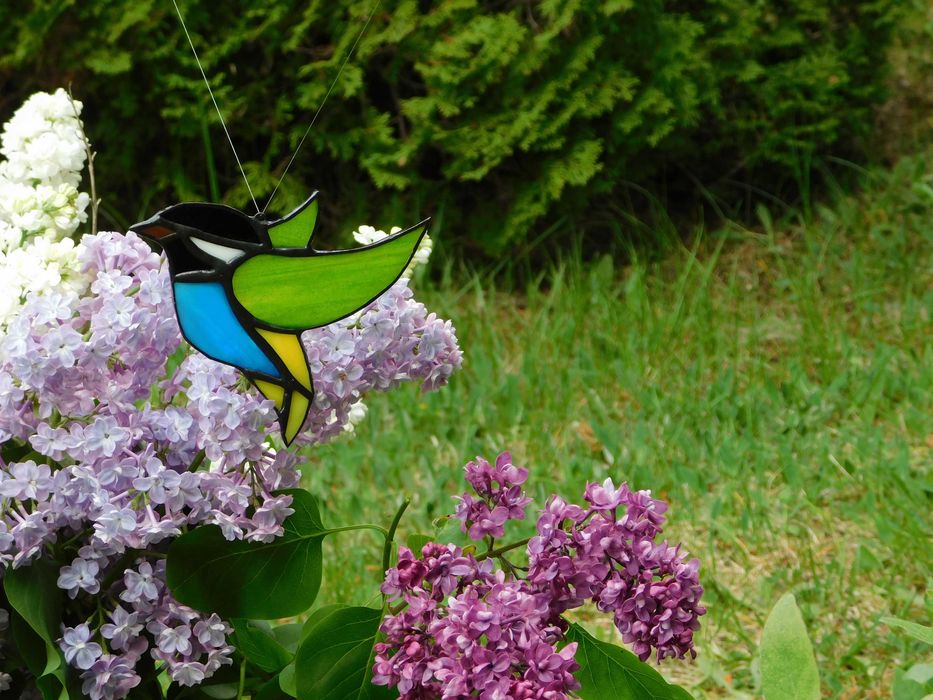 motyl i ptaszek zestaw komplet zawieszki witraż