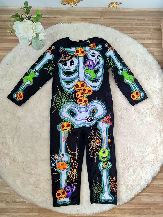 Strój karnawałowy przebranie za szkielet kościotrup kolorowy 2-3 latka