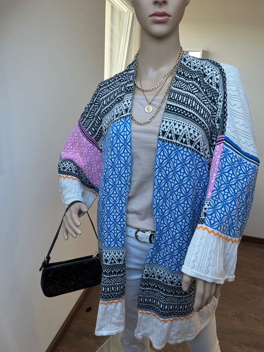kardigan na wiosnę H&M oversize boho aztec rozmiar L narzutka scandi