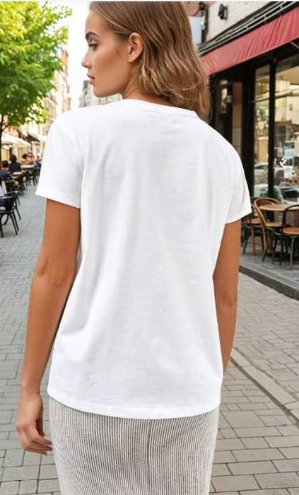 koszulka t-shirt bawełniana biała damska S oversize serce SINSAY 38