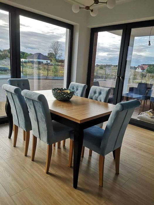 Zestaw -stół +6 krzeseł pikowanych do salonu jadalni kuchni Producent!