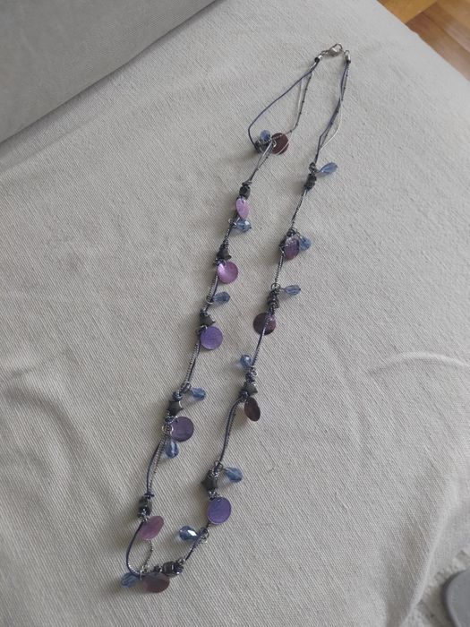 Naszyjnik wisior koraliki gwiazdki granatowy fioletowy