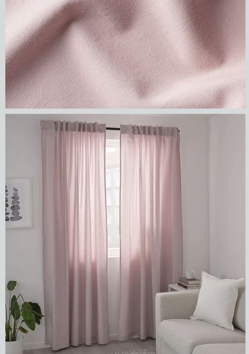 Wysylka 1zl Ikea kalfly homla home różowa zasłona +firanka