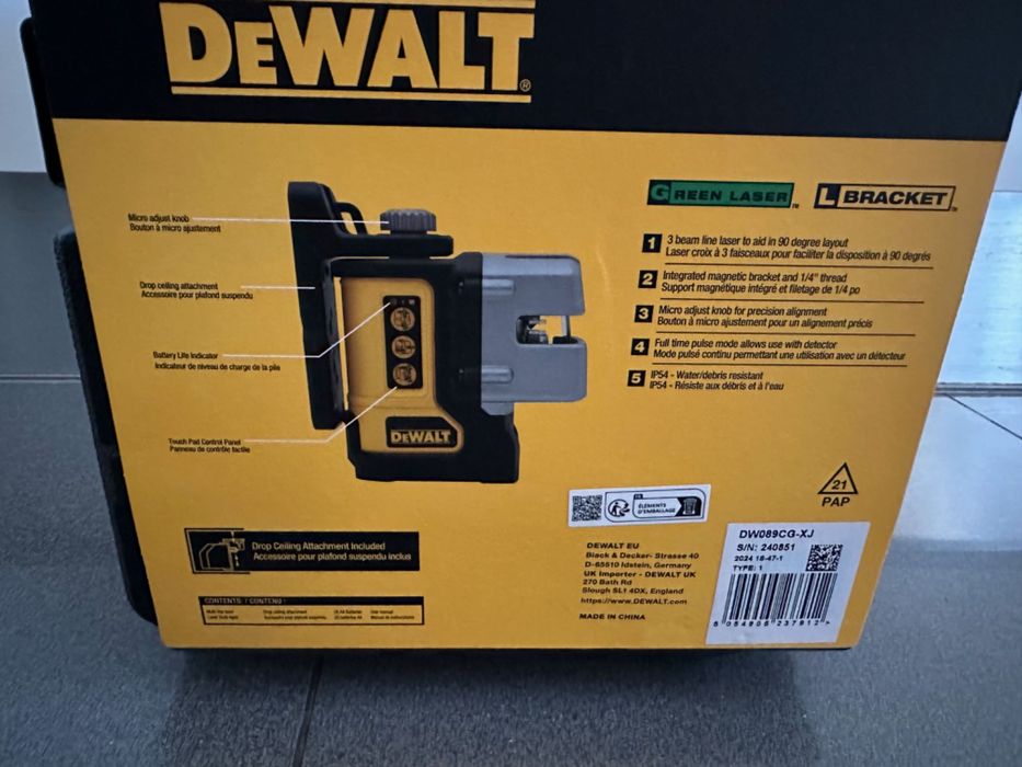 Nível Laser Multi Linha Verde DeWalt DW089CG-XJ Novo em Caixa c/Fatura Garantia