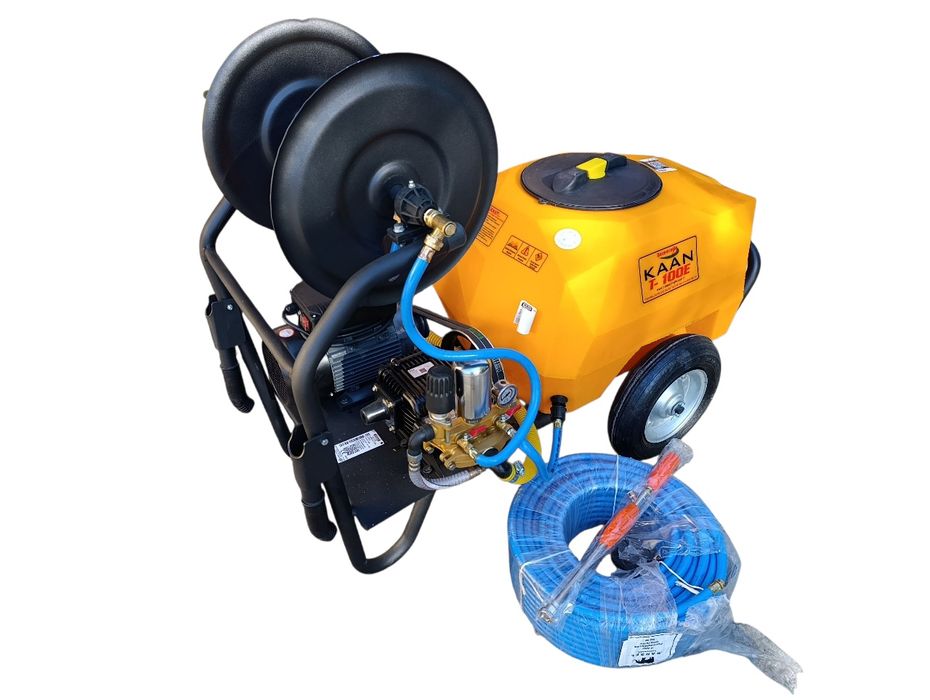 Opryskiwacz wózkowy elektryczny 100L wąż 50m