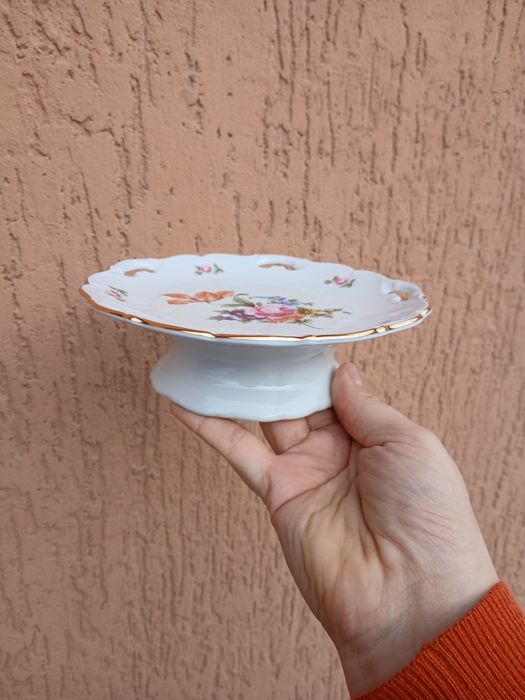 Цукерниця на ніжці Мейсенский букет фарфор Чехия конфетница