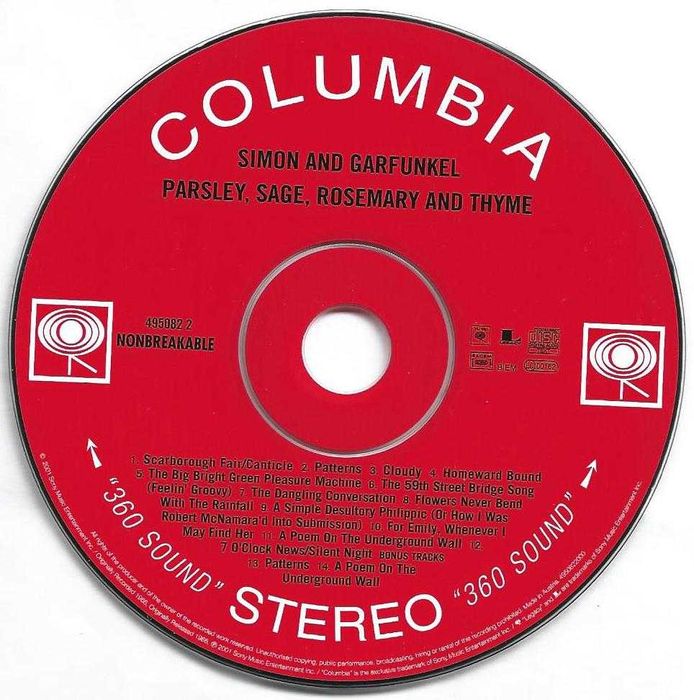 Simon & Garfunkel - - - - - Parsley, Sage, Rosemary and Thyme - - - CD