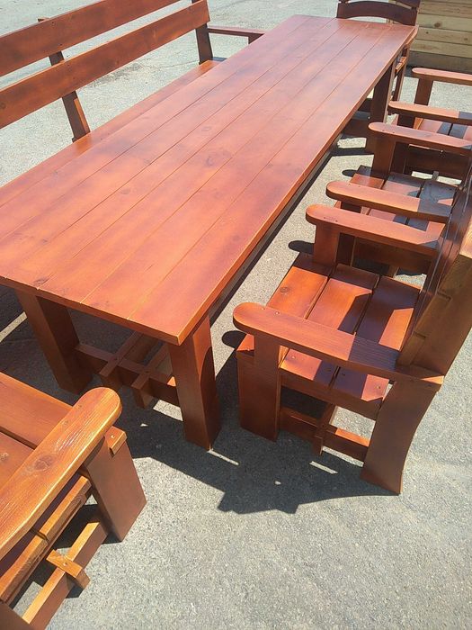 Стол из дерева. Лавка з дерева. Садовый комплект. Мебель на дачу.