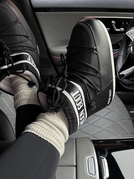 +ПОДАРУНОК‼️MOON BOOT Black (Чорні),мун бут,moon boot,мун бути чорні.