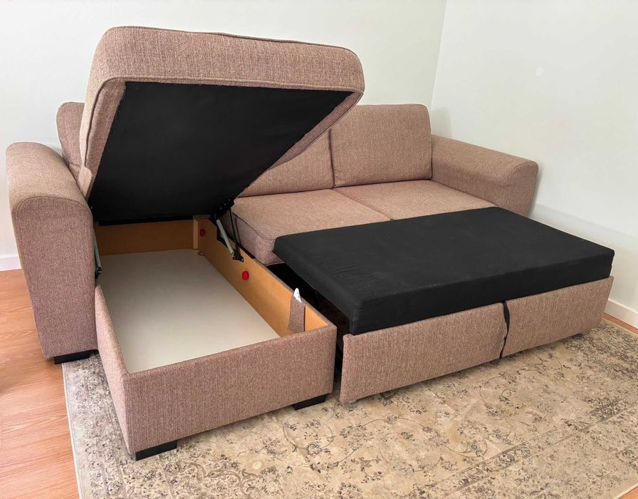 Sofá cama chaise longue 3 lugares