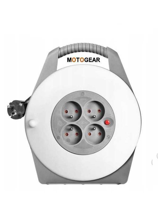 Przedłużacz Bębnowy 4 gniazda z Uziemieniem Zwijany Kabel PVC 900W 10m