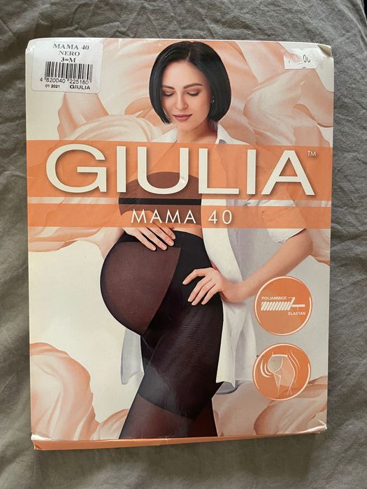 Rajstopy ciążowe GIULIA MAMA 40 – rozmiar 3-M, czarne, nowe