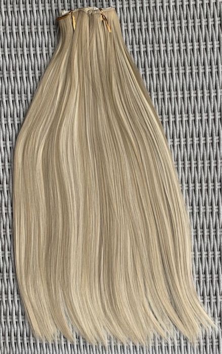 Premium Ultra włosy doczepiane, jasny blond, pasemka, refleksy 38.