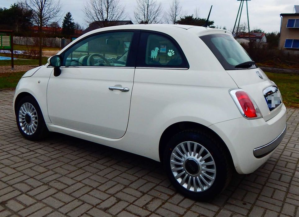 Fiat 500 1.2 Lounge 2014 bogata wersja biały środek bezwypadkowy