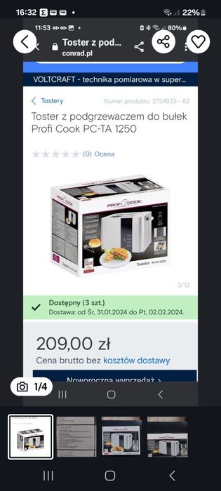 Opiekacz Toster profi Cook