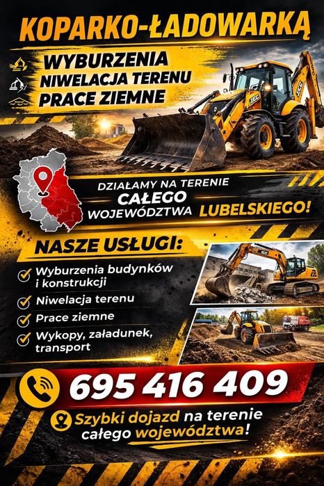Usługi koparko-ładowarka, wyburzenia! Szybkie terminy