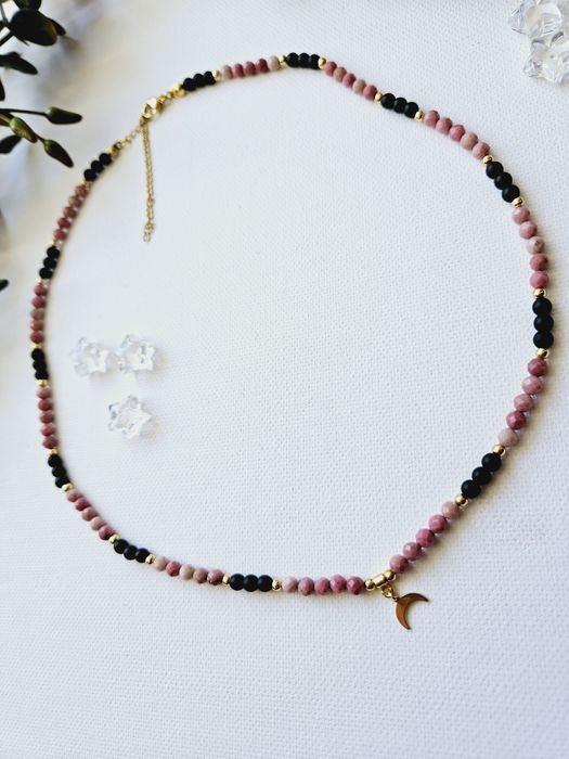 Choker z różowego rodonitu