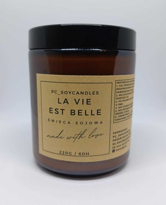 Świeca Sojowa Zapachowa La Vie Est Belle 250ml 60h