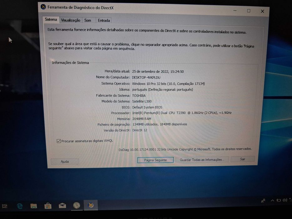 PC Portátil Toshiba Satellite L300 c/ Carregador Original