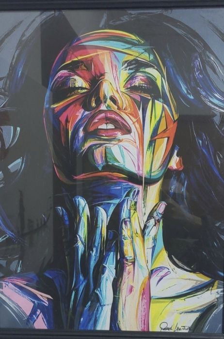 Quadro pintura tela tecido moldura mulher abstrata 57x77 cm