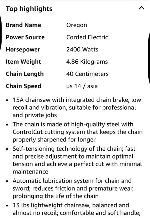Motosserra elétrica Oregon 2400w