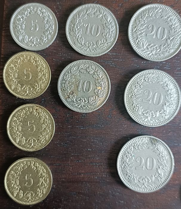 Moedas Europa. Suiça (Confederação Helvética). Franco Suíço