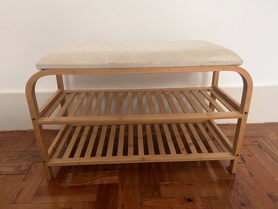 Sklum Banco sapateira 70 cm em madeira de bambu Kaupo