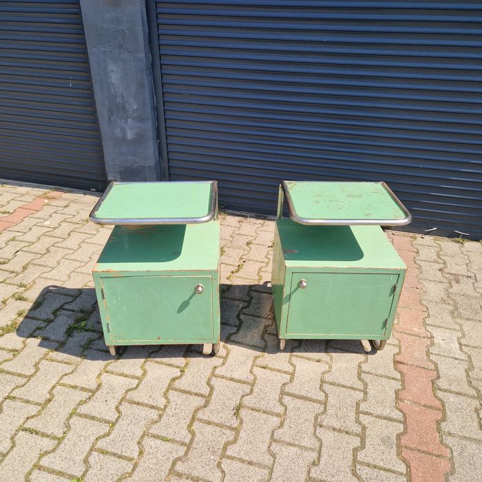 Para szafek- Bauhaus chrom sygnowane Vintage Design