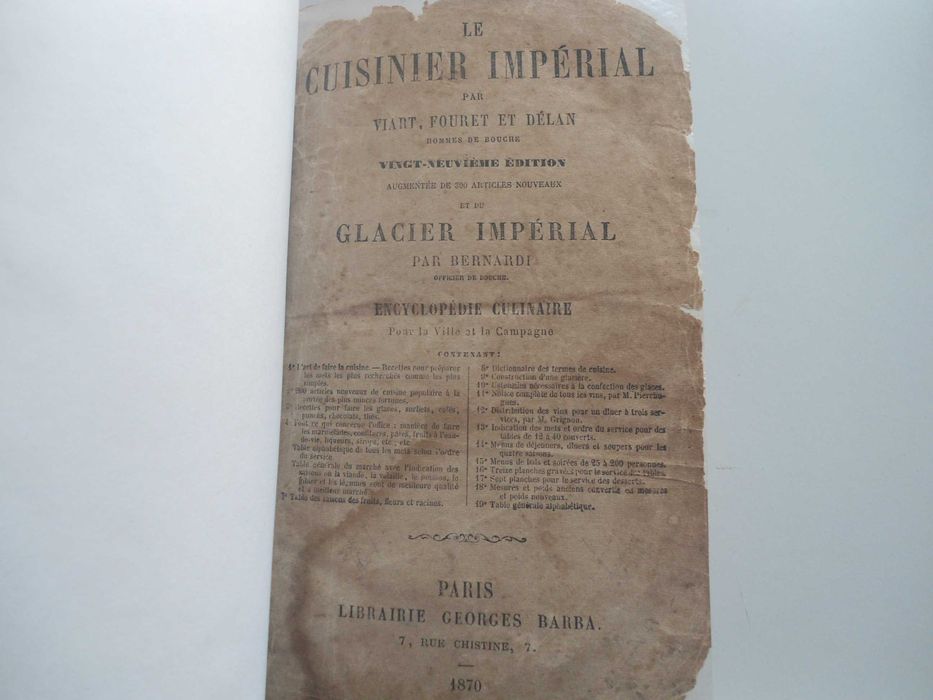 Le Cuisinier Imperial de Viart, Fouret et Delain  (1870)