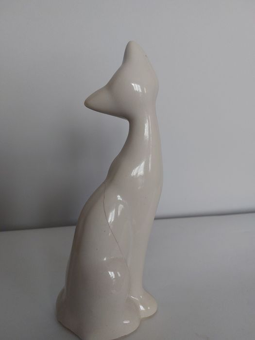 Ceramiczna figurka kota figura biała
