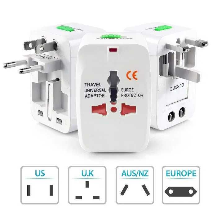Adaptador Universal de Viagem - EU/UK/USA/AU/CN/JP/HK/IT/etc.